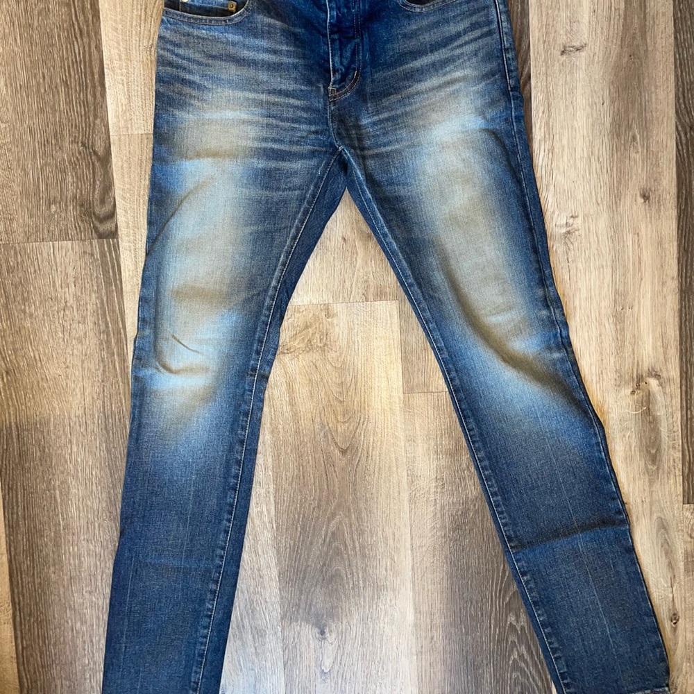 Saint Laurent Distressed Blue Skinny Jeans